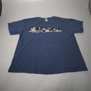 Vintage Peanuts Christmas Shirt Size XL Blue